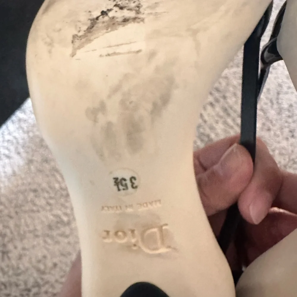 Dior Black Fabric And Patent Leather Pointed Toe Curved Heel Pumps Size 35.5 - Picture 10 of 15